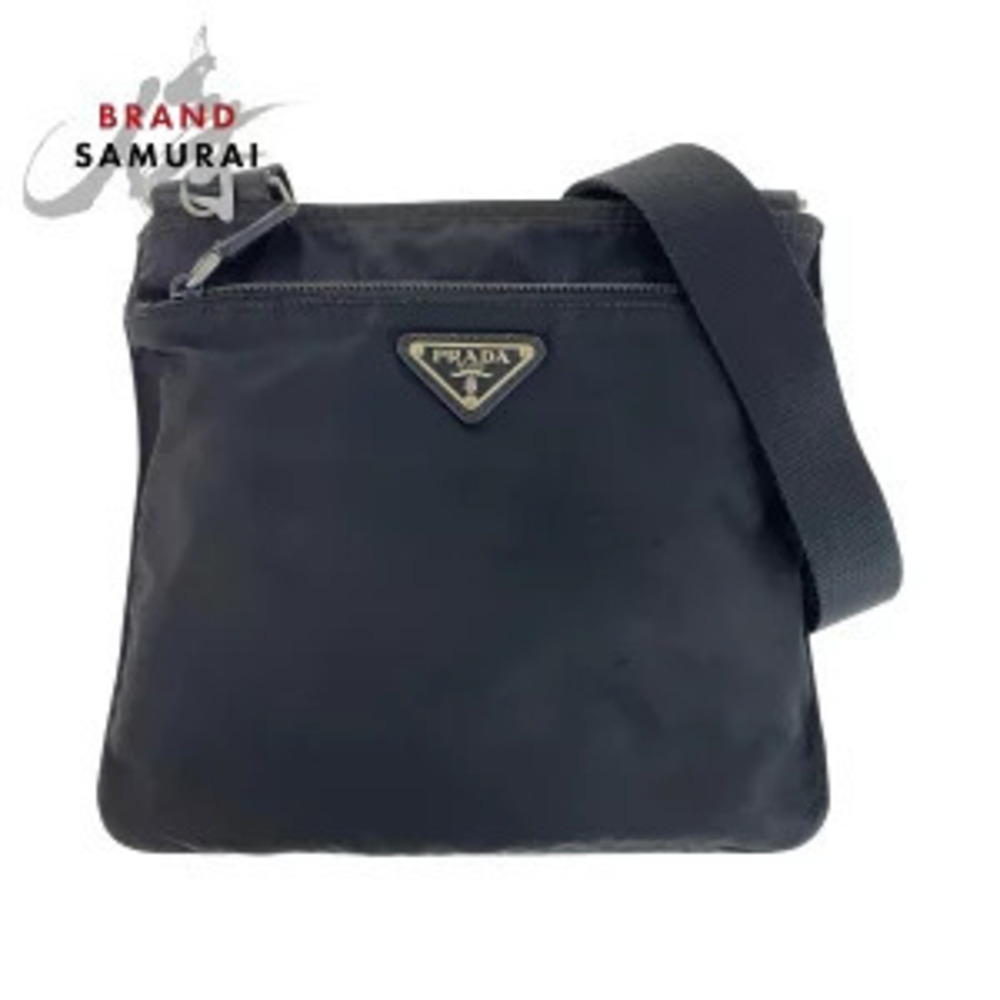 Prada Tessuto Triangle Plate Black Shoulder Bag Pouch